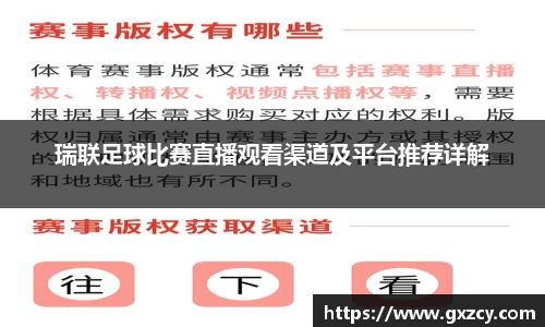 瑞联足球比赛直播观看渠道及平台推荐详解