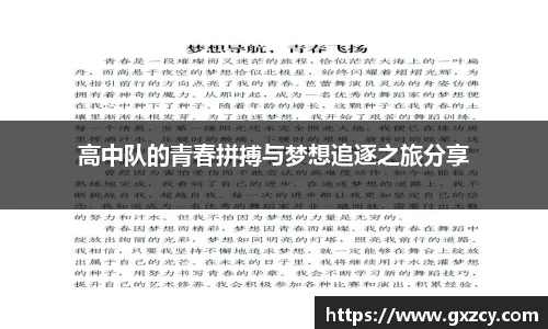 高中队的青春拼搏与梦想追逐之旅分享