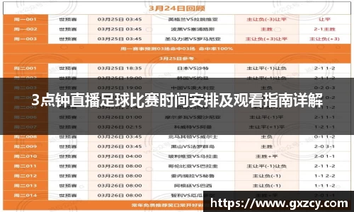 3点钟直播足球比赛时间安排及观看指南详解