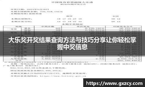 大乐奖开奖结果查询方法与技巧分享让你轻松掌握中奖信息